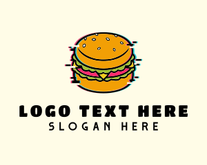 Anaglyph - Hamburger Diner Glitch logo design