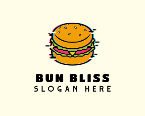 Bun - Hamburger Diner Glitch logo design