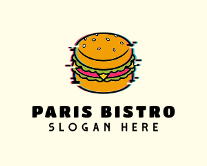 Hamburger Diner Glitch logo design