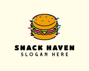 Hamburger Diner Glitch logo design