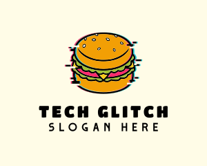 Hamburger Diner Glitch logo design