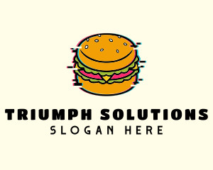 Hamburger Diner Glitch logo design