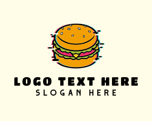 Fast Food - Hamburger Diner Glitch logo design