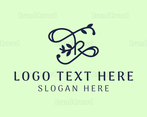 Blue Swirly Cursive Floral Letter K Logo