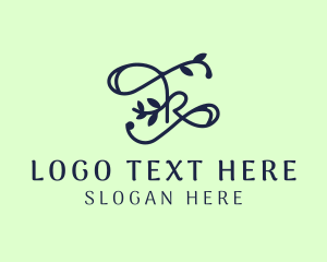 Letterform - Blue Swirly Cursive Floral Letter K logo design
