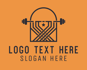 Weightlifting - Weightlifting Barbell Badge logo design