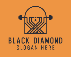 Black - Weightlifting Barbell Badge logo design