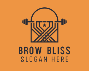 Weightlifting Barbell Badge logo design