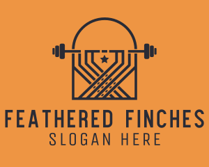 Weightlifting Barbell Badge logo design