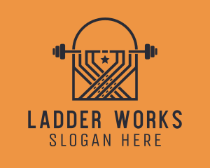 Weightlifting Barbell Badge logo design