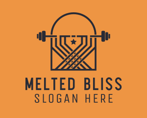 Weightlifting Barbell Badge logo design