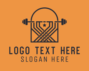 Physical Training - Weightlifting Barbell Badge logo design