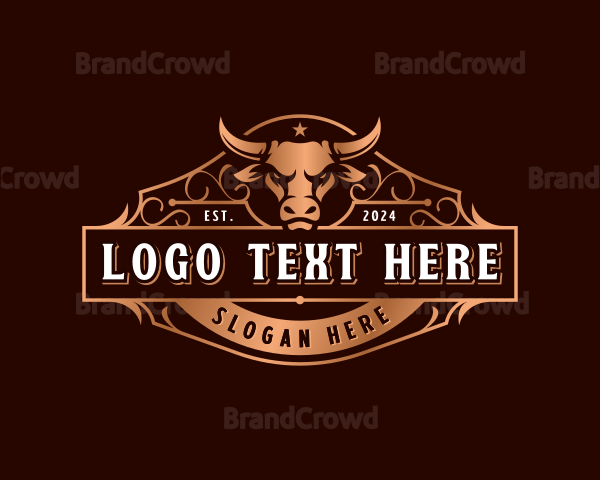 Elegant Ranch Bull Horn Logo