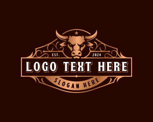 Badge - Elegant Ranch Bull Horn logo design