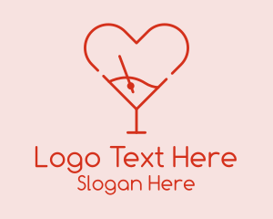 Romantic - Red Heart Martini logo design