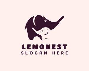 Elephant & Calf Animal Logo