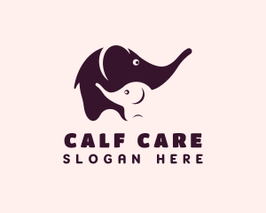 Elephant & Calf Animal logo design