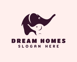 Baby Store - Elephant & Calf Animal logo design