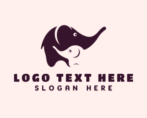 Elephant & Calf Animal Logo