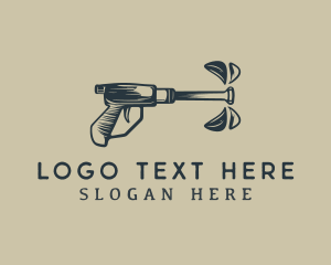 Water Gun - Vintage Pressure Washing Cleaning logo design