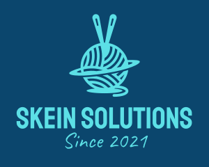 Skein - Blue Planet Yarn Ball logo design
