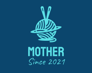 Knitter - Blue Planet Yarn Ball logo design