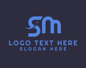 Letter Sm - Wildlife Elephant Animal Letter SM logo design