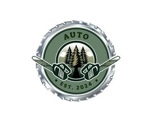 Sawmill - Chainsaw Lumberjack Tree logo design