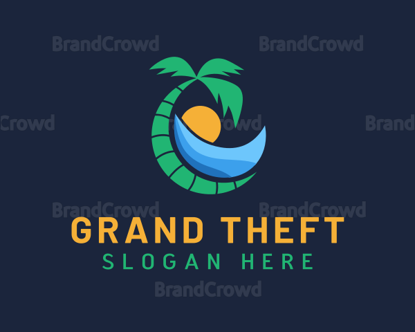 Beach Palm Tree Resort Logo