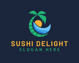 Beach Palm Tree Resort Logo