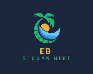 Destination - Beach Palm Tree Resort logo design