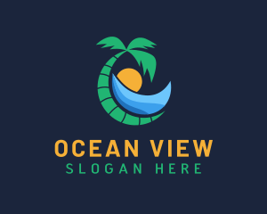 Beach Palm Tree Resort logo design