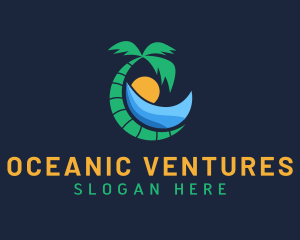 Beach Palm Tree Resort logo design