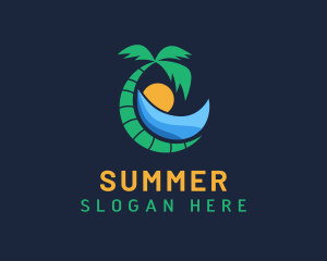 Beach Palm Tree Resort logo design