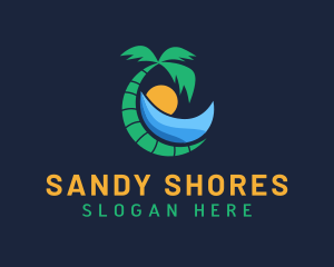 Beach Palm Tree Resort logo design