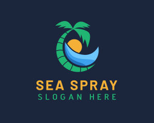 Beach Palm Tree Resort logo design