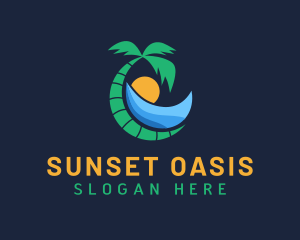 Beach Palm Tree Resort logo design