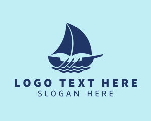 Ship - Sailing Ocean Galleon logo design