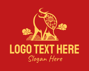 China Town - Modern Ox Lucky Charm logo design