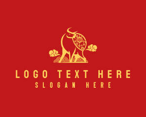Bullfighting - Modern Ox Lucky Charm logo design