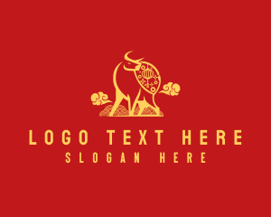 Buffalo - Modern Ox Lucky Charm logo design