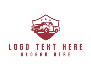 Pickup Truck - Truck Transport Shield logo design