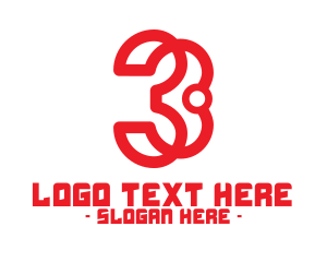 Third - Red Number 3 Tech logo design