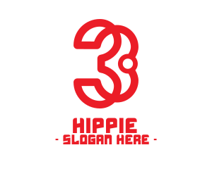 Third - Red Number 3 Tech logo design