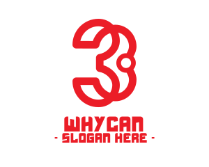 Number 3 - Red Number 3 Tech logo design