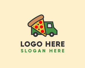 Delivery Truck - Pizza Fast Food Delivery logo design