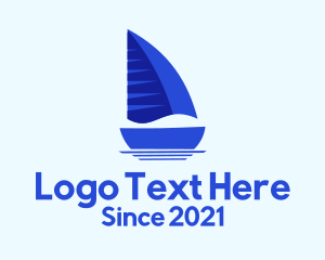 Fishing Vessel - Sailing Blue Boat logo design