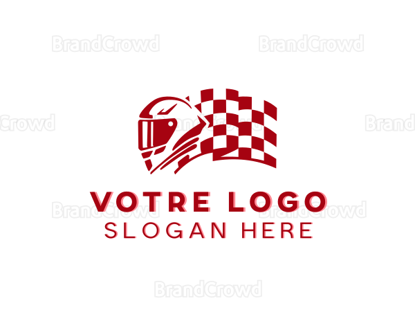 Racer Helmet Flag Logo