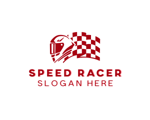 Racer Helmet Flag logo design