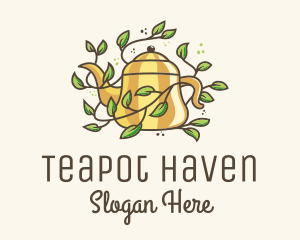 Teapot - Kettle Teapot Tea Leaves logo design